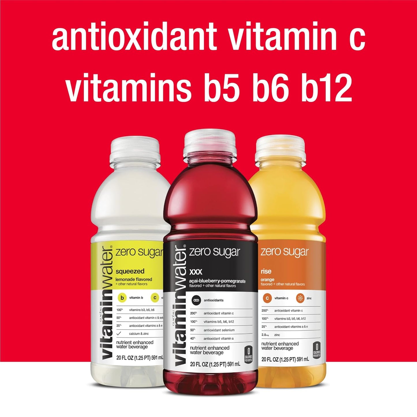 vitaminwater zero variety pack nutrient enhanced water w/ vitamins, 20 fl oz, 12 Pack