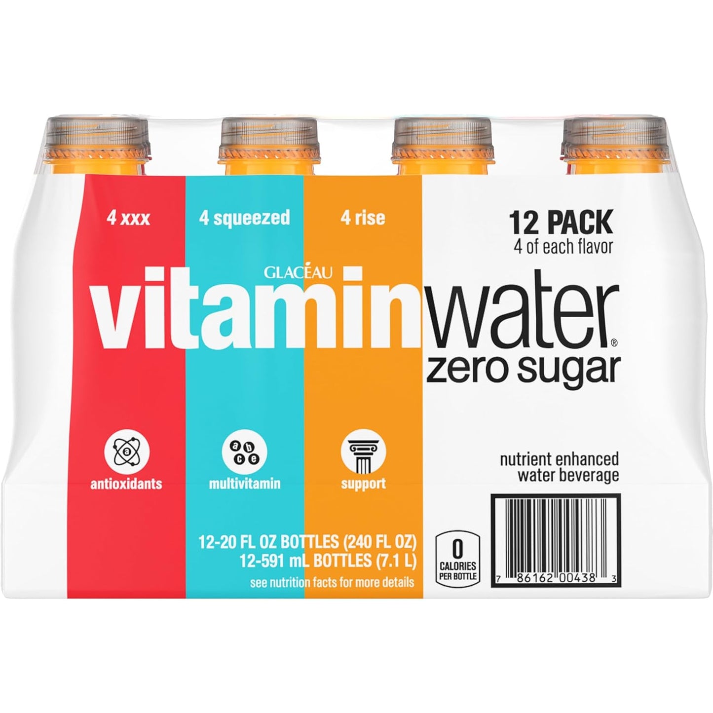 vitaminwater zero variety pack nutrient enhanced water w/ vitamins, 20 fl oz, 12 Pack